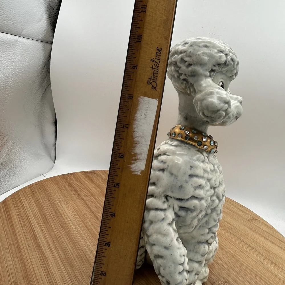 Vtg White Ceramic Sitting Poodle 11